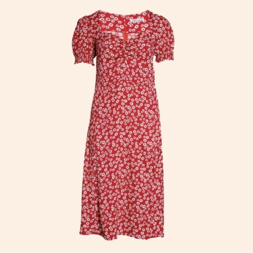 Reformation red floral midi dress